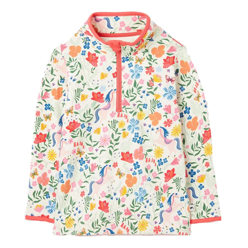Joules Girl's Fairdale Printed Half Zip Sweatshirt - Horse Folk Floral